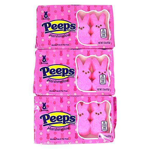 Easter Peeps Marshmallow Pink Bunny Shaped Candy, 1.5 Ounce, Pack of 3