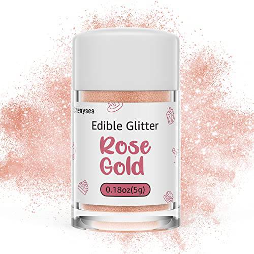 Edible Glitter,Cake Glitter,Drink Glitter Edible Dust, Edible Sparkles for Food Cupcakes,Cookies,Candy Sugar,Pops,Kosher Halal Certified Food Grade Coloring for Wines,Cocktails,Champagne,Beverages - Rose Gold