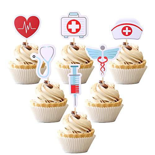 36 PCS Nurse Cupcake Toppers Nursing School Graduation Cupcake Picks Medical Rn Nurse Grad Themed Birthday Party Cake Decorations Supplies