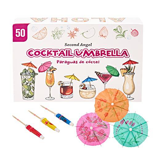 50 cocktail umbrella picks, mini tropical parasol for drinks, Toothpicks for Appetizers Hawaiian Tropical Party Luau Decorations Supplies, Cake Toppers, Assorted Colors