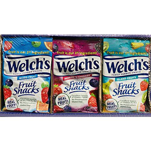 Welch’s Fruit Snacks, Bulk Variety Pack with Mixed Fruit, Superfruit Mix, Island Fruits, Gluten Free, Bulk Pack, 2.25 oz (Pack of 16)