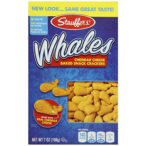 Stauffer’s Whales Snack Crackers, Baked Cheddar, 7 Ounce