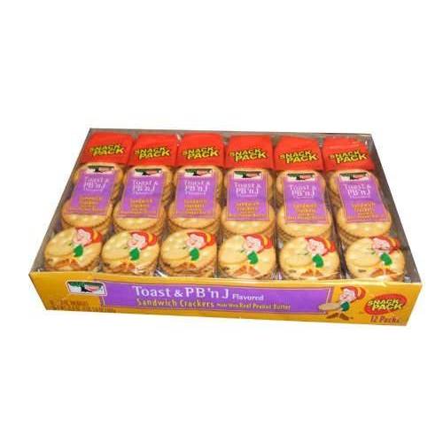 Keebler Toast (24 PACK) Peanut Butter and Jelly Sandwich Crackers Made with Real Peanut Butter and Jelly Flavored Twelve 1.8 Ounce packs