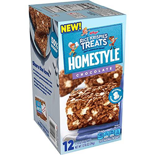 Kellogg’s Rice Krispies Treats Homestyle Crispy Marshmallow Squares, Chocolate, Lunch Box Snack, 12ct ( 24 total chocolate treats ) ( 2 pack )