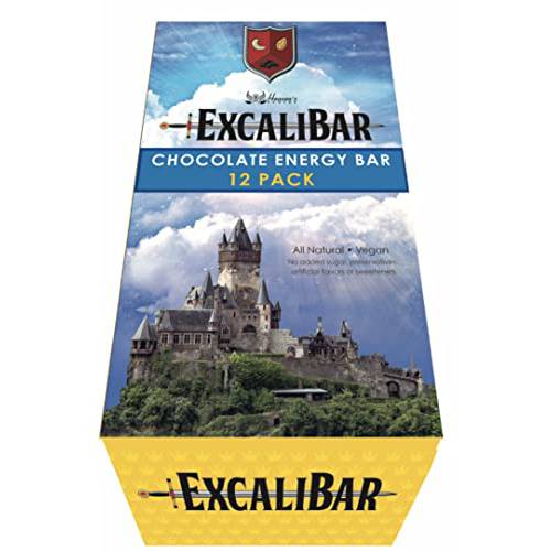 ExcaliBar Chocolate Energy Bar, Gluten Free, All Natural, Vegan, 1.87 oz Bars (Box of 12)