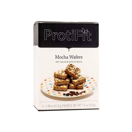 Proti Fit High Protein Wafer Bar - Mocha (5 Servings/Box) - Trans Fat Free, Aspartame Free, Cholesterol Free