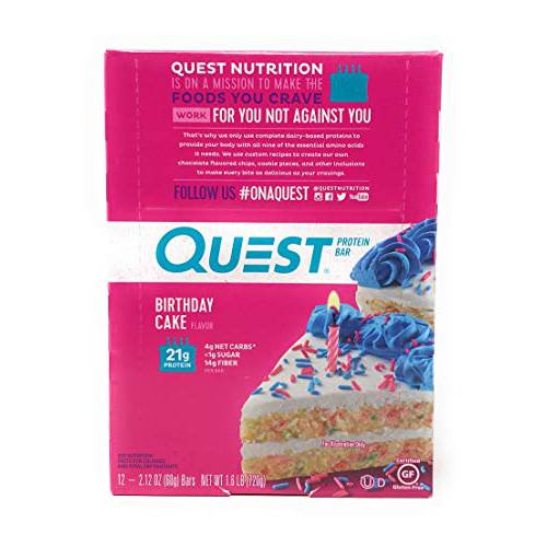 QUEST NUTRITION Birthday Cake Protein Bar 12 Count, 2.12 OZ