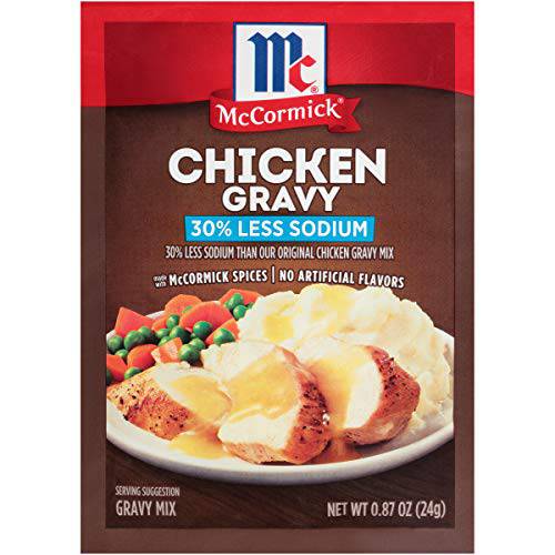 McCormick 30% Less Sodium Chicken Gravy Mix, 0.87 oz (Pack of 12)