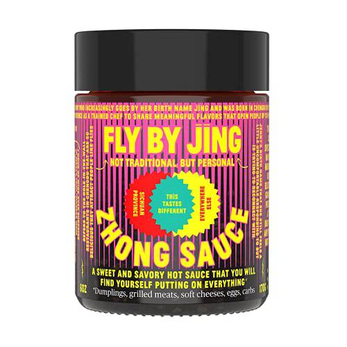 FLYBYJING Zhong Sauce, Spicy Sweet Savory Sichuan Chili Oil Sauce, All-Natural and Vegan, Versatile Blend of Soy Sauce, Chili Oil, Garlic and Spices, Good on Everything, 6oz (Pack of 1)