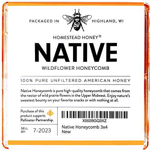 Native Wildflower Honeycomb (10 Oz), Pure Comb Honey for Eating, All Natural and Raw from Wisconsin