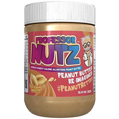 Professor Nutz Organic Peanut Butter- Low Calorie, Nut Butter, Natural Peanut Butter, Natural Fiber, Healthy Peanuts, Great source of Protein, 30 Essential Vitamins & Minerals - 12.41 Oz, Original