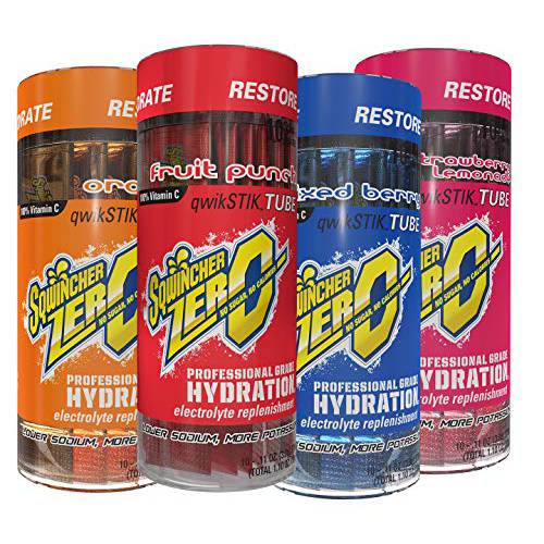 Sqwincher ZERO Qwik Stik - Sugar Free Electrolyte Powdered Beverage Mix, Assorted Flavors (40 Sticks)