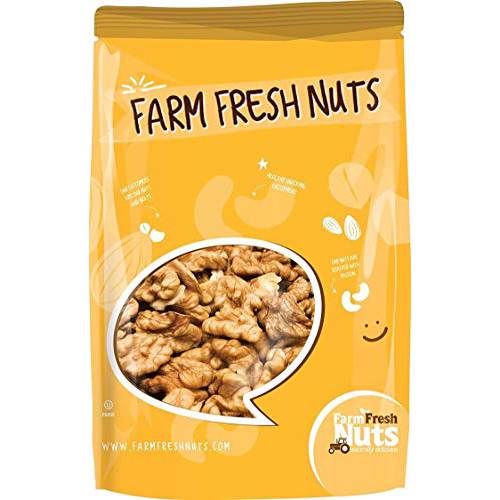 Raw Shelled California Walnuts (2 Lbs.) - Compares to Organic Walnuts - Vegan & Keto Friendly - Great Source of Omega 3 - Super Fresh and Crunchy - Farm Fresh Nuts Brand