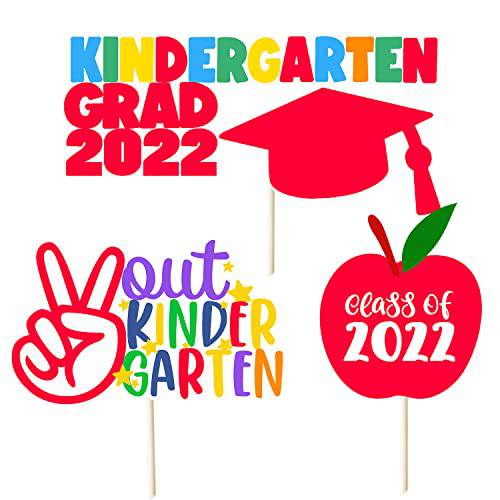 3pcs Kindergarten Graduation Cake Topper Kindergarten Grad 2022 Cake Topper 2022 Kindergarten Graduation Party Decorations Supplies