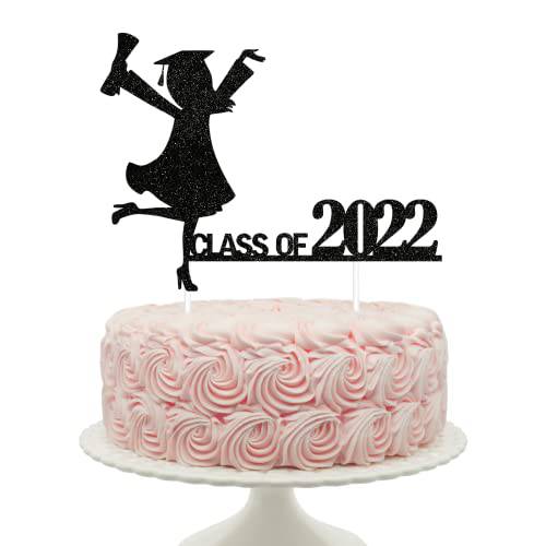 MZ.ogm Graduation Cake Topper 2022 Class of 2022 Cake Topper for Graduation Decorations Congratulations Cake Toppers for Graduation Party Supplies 2022 (black)