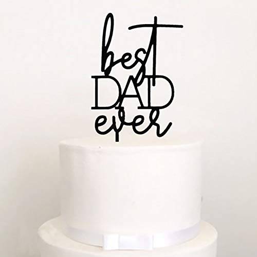 Best Dad Ever Cake Topper, Happy Birthday Dad Cake Decors, Happy Father’s Day Party Decorations, Mirror Black
