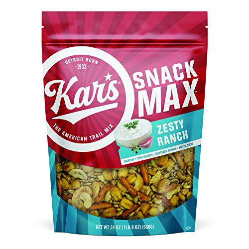 Kar’s Nuts Snack Mix, Zesty Ranch, 24oz Resealable Pouch – Bulk Pack of 1, Gluten-Free Snacks