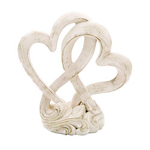 FashionCraft Vintage Style Double Heart Design Cake Topper/Centerpiece, One Size, Cream