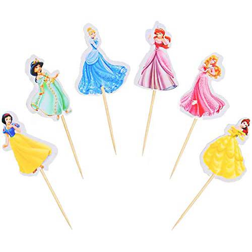 Princess Cupcake Toppers - Girls Party Supplies Cake Topper Birthday Fruits Cup Party Supplies for Princess Party Decoration (Set of 24)