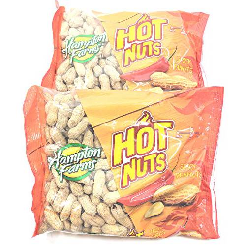 Hampton Farms Hot Nuts Spicy Peanuts Medium Heat 2 - 20oz Bags Always Fresh