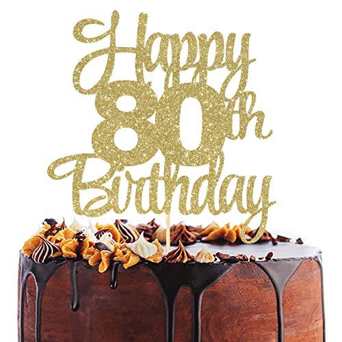 Happy 80th Birthday Cake Topper - 80th Anniversary Cake Topper,happy 80th Birthday Cake Topper,80 Cake Topper Gold,80th Birthday Cake Topper,80th Anniversary Cake Topper Gold Party Decorations