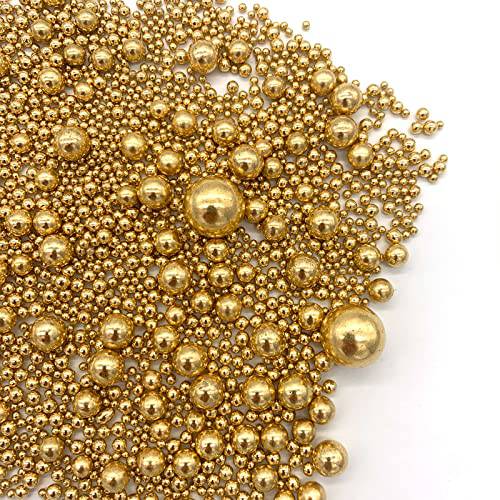 GEORLD Gold Pearl Sugar Sprinkles Candy Mixing Size Baking Edible Cake Decorations Cupcake Toppers Cookie Decorating Celebrations Wedding Shower Party Chirstmas Supplies 120g/ 4.2oz