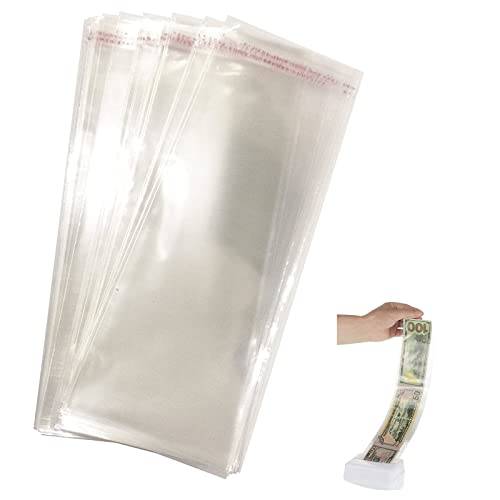 100 PCS Cake Money Box Transparent Bags Food Safe Adhesive Self-Sealing Resealable Clear Plastic Bags