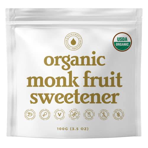 Organic Monk Fruit Extract, 3.5 oz, 322 Servings, Pure USDA Organic Monk Fruit Sweetener with No Fillers Zero Calories, Zero Carbs, Keto & Paleo Friendly Sugar Substitute, 322 Servings by NatriSweet