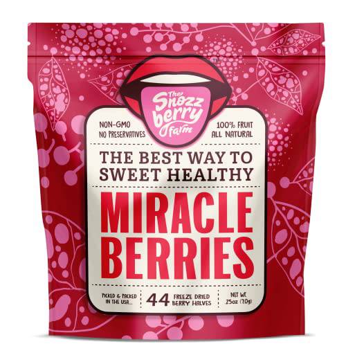 Miracle Berries by Snozzberry Farm | 44 berry halves | Freeze-dried, Grown in the USA | Turn Sour Sweet | Best Value In The Marketplace