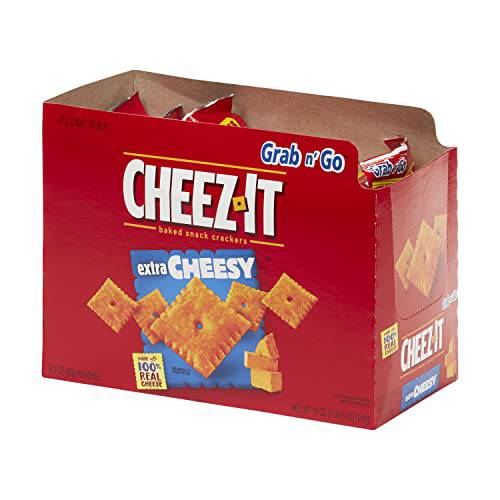 Cheez-It, Baked Snack Cheese Crackers, The Official Snack of Football, Extra Cheesy, Grab n’ Go, 6.750lb Case (36 Count)