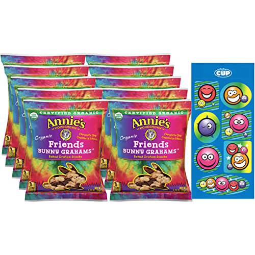Annie’s Homegrown Organic Bunny Grahams (Pack of 10) with By The Cup Stickers