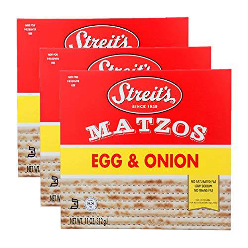 Streit’s, Matzos Egg And Onion, Unleavened Bread, Matzo Cracker, 11 Oz (3-Pack)
