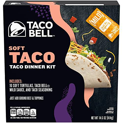 Taco Bell Soft Taco Dinner Kit with 10 Soft Tortillas, Taco Bell Mild Sauce & Seasoning, 14.6 oz Box