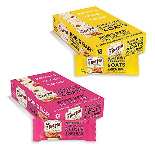 Bob’s Red Mill Bob’s Bar Variety Pack, Peanut Butter Jelly and Banana Flavors, Gluten Free, 24 Bars (2 Packs of 12)