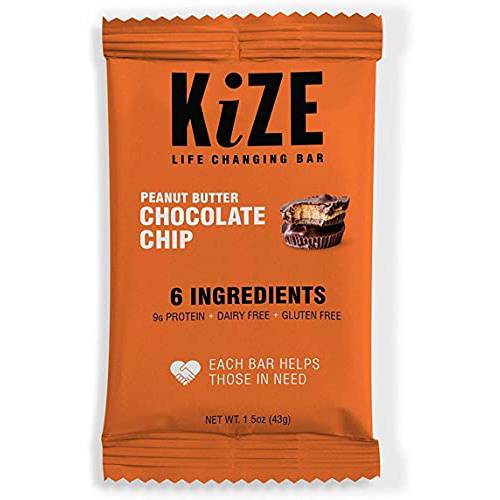 Kize Peanut Butter Chocolate Chip | Real Ingredients, Non Gmo, Gluten Free, No Added Sugar, Simple Ingredients, 10 count