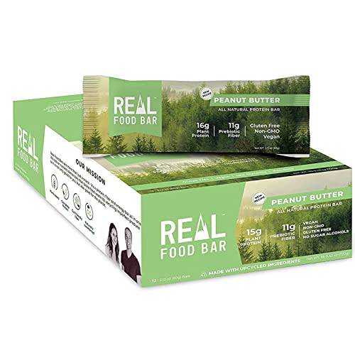 Just Real Food Bar - Plant Based Protein Bar – Peanut Butter - 12 Count - 15g Protein - High Energy, Paleo, Vegan, and Non GMO - Gluten Free, Dairy Free and Soy Free