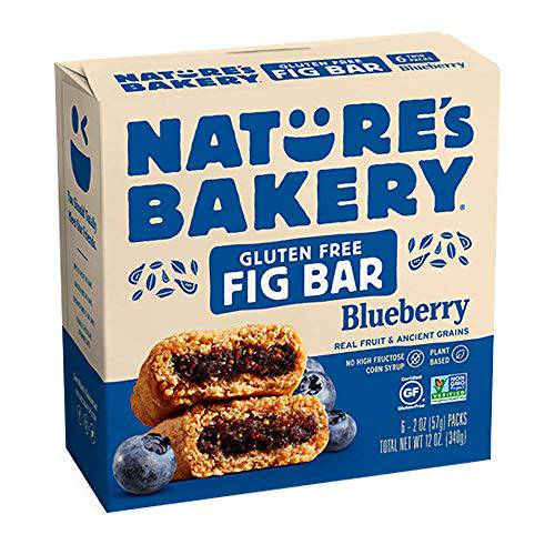 Nature’s Bakery Gluten-Free Real Blueberry Fruit, Whole Grain Fig Bar: 1 Box (6 Bars)