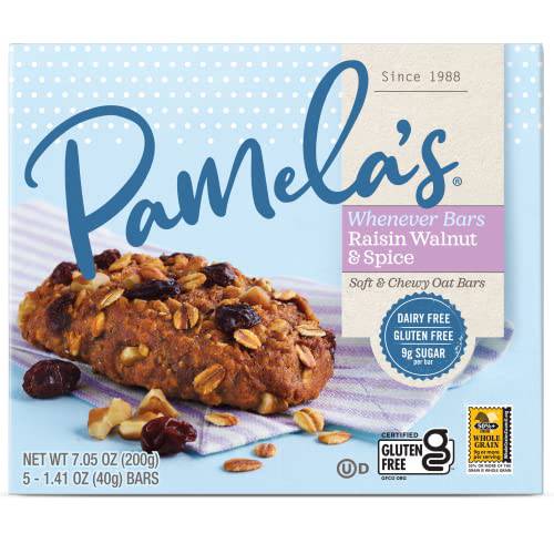 Pamela’s Products Gluten Free Whenever Bars, Raisin Walnut Spice, 30 Count , 42.3 Oz (Pack of 6)