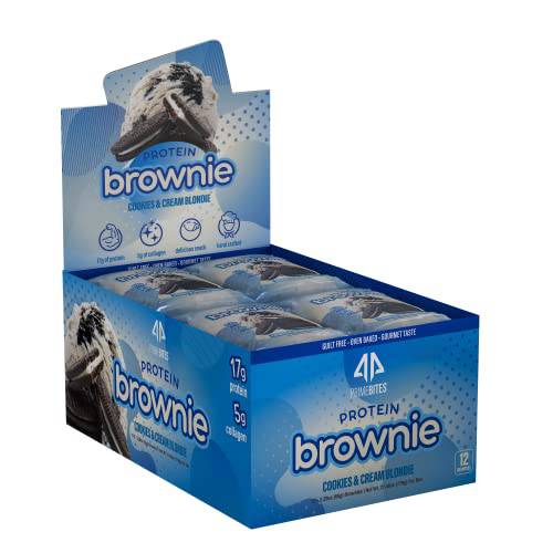 Prime Bites Protein Brownie from AP Sports Regimen | 16-17g Protein | 5g Collagen | Delicious Guilt-Free Snack | 12 bars per box (Cookies & Cream Blondie)