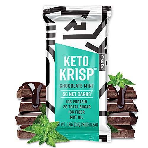 CanDo Keto Krisp - Keto Snack & Keto Bar (12 Pack, Chocolate Mint) - Low-Carb, Low-Sugar High Protein Bar - Gluten-Free Crispy, Perfectly Delicious Healthy Meal Replacement