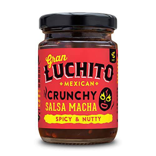 Gran Luchito Mexican Salsa Macha 3.5oz (Pack of 1) | Hot and Spicy Crispy Mexican Red Pepper Chili Sauce | | All Natural & Gluten/GMO Free - Perfect For Mexican Cooking