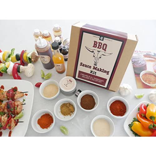 BBQ Sauce Making Kit (Gift Idea, DIY Activity, Complete set to Make Your Own BBQ Sauces and Dry Spice Rub). Recipes, Ingredients, Containers and Specialized Labels. Everything Included In the Box Make Your, Sauce Your Way