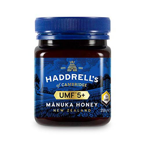 Haddrell`s - Raw Premium Manuka Honey Certified UMF 5+, Unpasteurized, Genuine New Zealand Honey, Multi-Functional, Non-GMO Superfood, New Zealand - 250g (8.8 ounce)