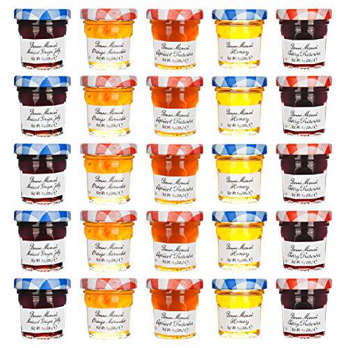 Bonne Maman Jam Assorted - 30 jelly jars x 1 ounce - 5 Apricot, 5 Orange, 5 Cherry, 5 Honey, 5 Grape, 5 Blueberry