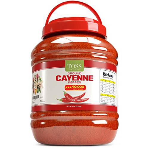 TOSS Extreme Hot Red Cayenne Pepper 90,000 Heat Units 6 LB Commercial Kitchen Size Bulk Spice