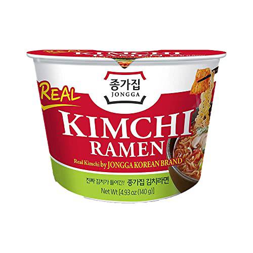 Jongga Korean Kimchi Ramen(noodle soup) with Real Kimchi, 4.9oz (Pack of 6)