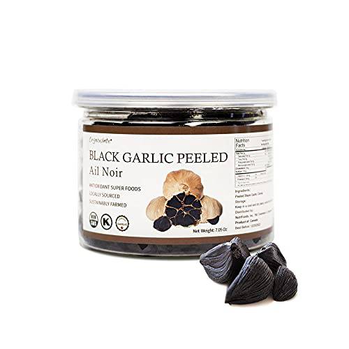 Canada Peeled Black Garlic Fermented for 90 Days Peeled Multiple Clove Antioxidant Super Foods Healthy Snack Ready to Eat 7.05 Oz