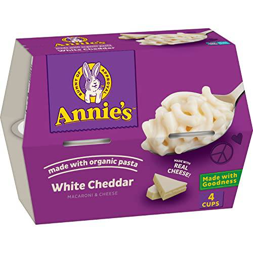 Annie’s White Cheddar Microwave Mac & Cheese with Organic Pasta, Single Serve Macaroni & Cheese Cups, 2.01 OZ, 4 Count
