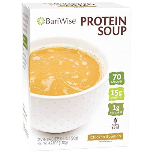 BariWise Protein Soup Mix, Chicken Bouillon - 70 Calories, 0g Fat, 15g Protein (7ct)