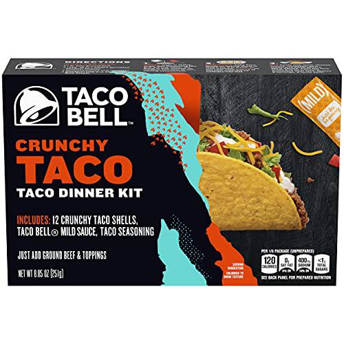Taco Bell Crunchy Taco Dinner Kit with 12 Crunchy Taco Shells (Taco Bell Mild Sauce & Seasoning, 8.85 oz Box)